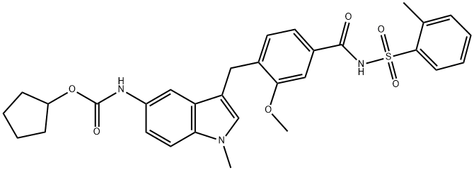 Cyclopentyl [3-[[2-methoxy-4-[(2-methylphenyl)sulfonylcarbamoyl]phenyl]methyl]-1-methyl-indol-5-yl]aminoformate(107753-78-6)
